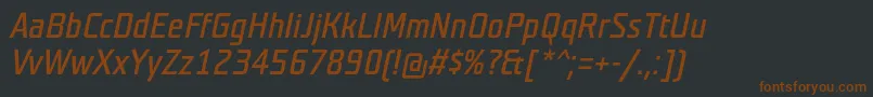Więcej informacji o czcionce TeutonnormalItalic Czcionka TeutonnormalItalic – brązowe czcionki na czarnym tle