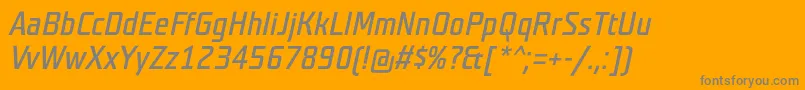 TeutonnormalItalic-Schriftart – Graue Schriften auf orangefarbenem Hintergrund