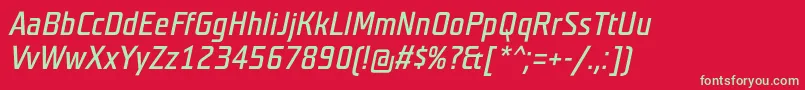 フォントTeutonnormalItalic – 赤い背景に緑の文字