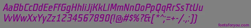 Czcionka TeutonnormalItalic – fioletowe czcionki na szarym tle