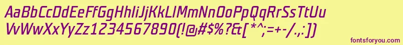 TeutonnormalItalic Font – Purple Fonts on Yellow Background