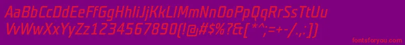 TeutonnormalItalic Font – Red Fonts on Purple Background