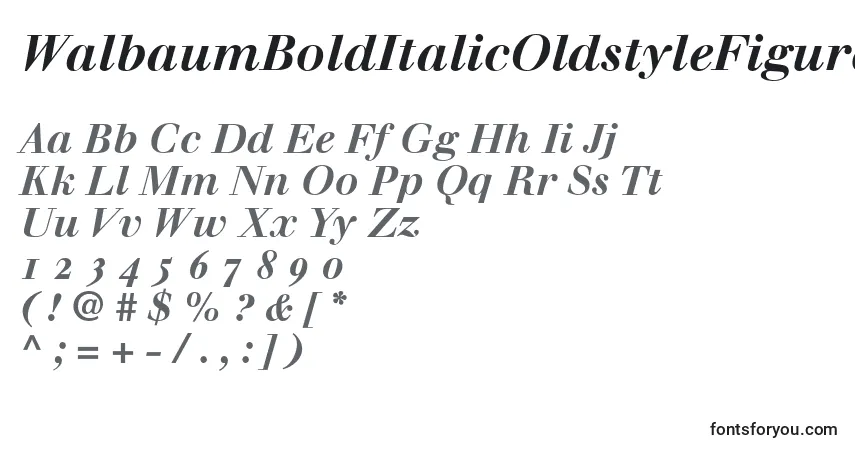 A fonte WalbaumBoldItalicOldstyleFigures – alfabeto, números, caracteres especiais