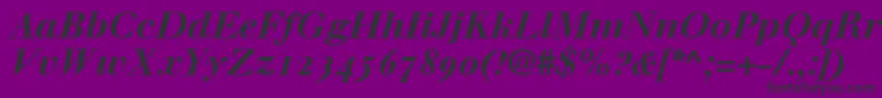 Шрифт WalbaumBoldItalicOldstyleFigures – чёрные шрифты на фиолетовом фоне