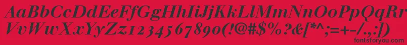 WalbaumBoldItalicOldstyleFigures Font – Black Fonts on Red Background