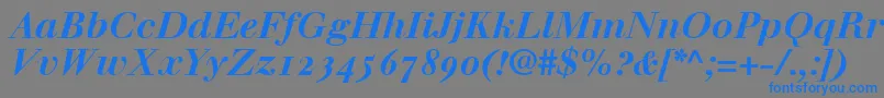 WalbaumBoldItalicOldstyleFigures Font – Blue Fonts on Gray Background