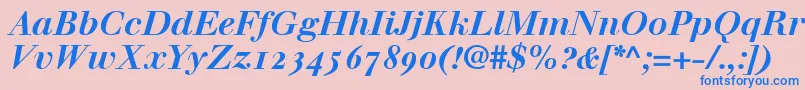WalbaumBoldItalicOldstyleFigures Font – Blue Fonts on Pink Background