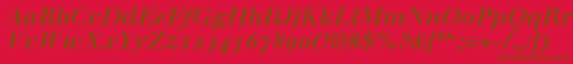 fuente WalbaumBoldItalicOldstyleFigures – Fuentes Marrones Sobre Fondo Rojo