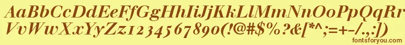 WalbaumBoldItalicOldstyleFigures Font – Brown Fonts on Yellow Background