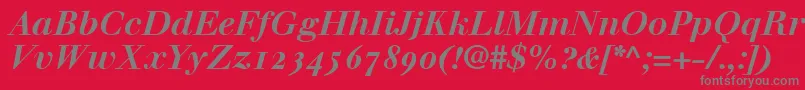 Czcionka WalbaumBoldItalicOldstyleFigures – szare czcionki na czerwonym tle