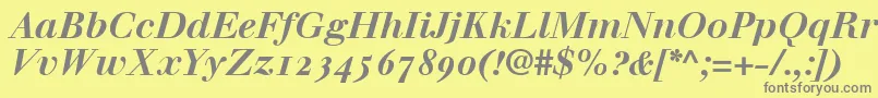 WalbaumBoldItalicOldstyleFigures Font – Gray Fonts on Yellow Background