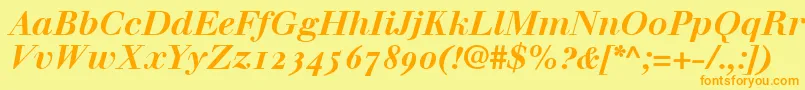 WalbaumBoldItalicOldstyleFigures Font – Orange Fonts on Yellow Background