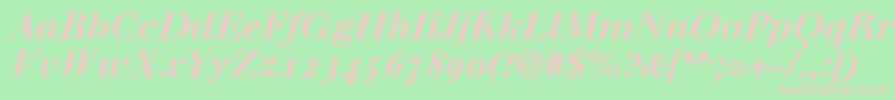 WalbaumBoldItalicOldstyleFigures-Schriftart – Rosa Schriften auf grünem Hintergrund