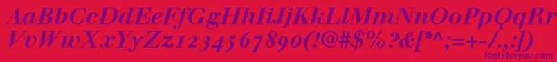 WalbaumBoldItalicOldstyleFigures Font – Purple Fonts on Red Background