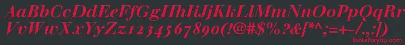 WalbaumBoldItalicOldstyleFigures Font – Red Fonts on Black Background