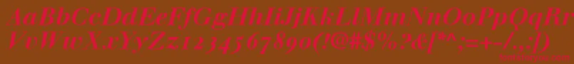 WalbaumBoldItalicOldstyleFigures-Schriftart – Rote Schriften auf braunem Hintergrund