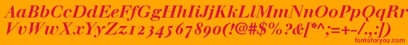 フォントWalbaumBoldItalicOldstyleFigures – オレンジの背景に赤い文字