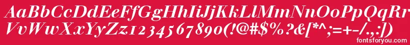 WalbaumBoldItalicOldstyleFigures Font – White Fonts on Red Background