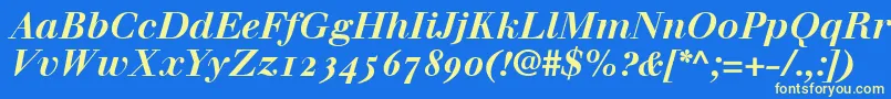 WalbaumBoldItalicOldstyleFigures Font – Yellow Fonts on Blue Background