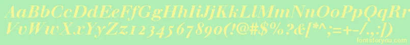 WalbaumBoldItalicOldstyleFigures Font – Yellow Fonts on Green Background