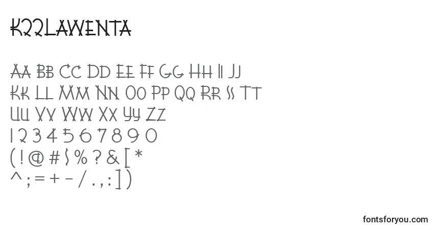 Czcionka K22Lawenta (93070) – alfabet, cyfry, specjalne znaki