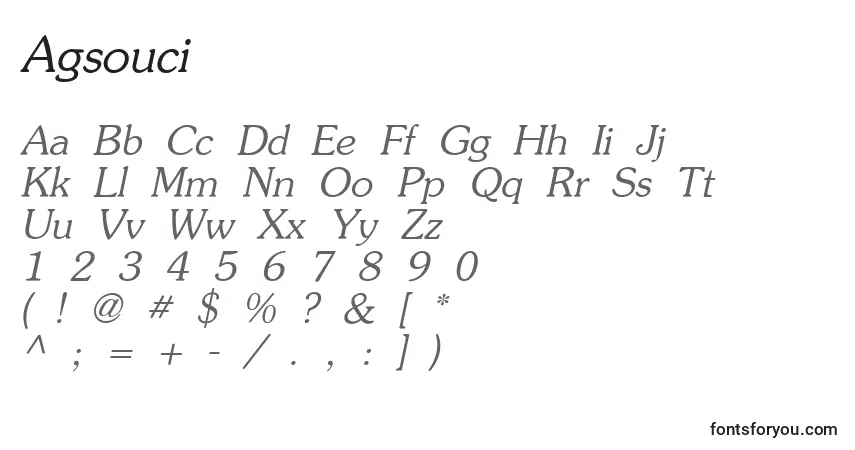 Schriftart Agsouci – Alphabet, Zahlen, spezielle Symbole