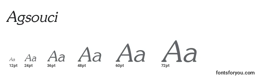Размеры шрифта Agsouci