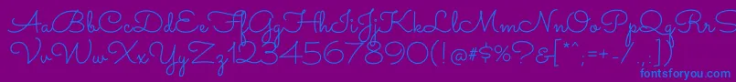 SacramentoRegular Font – Blue Fonts on Purple Background