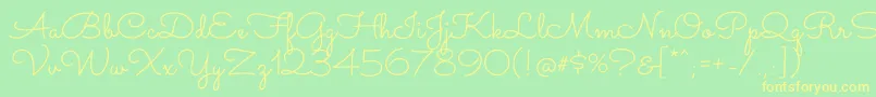 SacramentoRegular Font – Yellow Fonts on Green Background