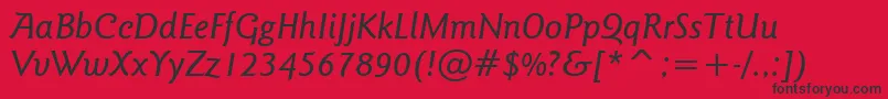 GoudySansMediumItalicBt Font – Black Fonts on Red Background