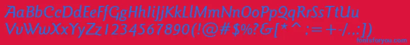 GoudySansMediumItalicBt Font – Blue Fonts on Red Background