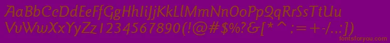 GoudySansMediumItalicBt Font – Brown Fonts on Purple Background