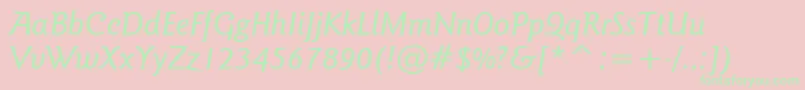 GoudySansMediumItalicBt Font – Green Fonts on Pink Background