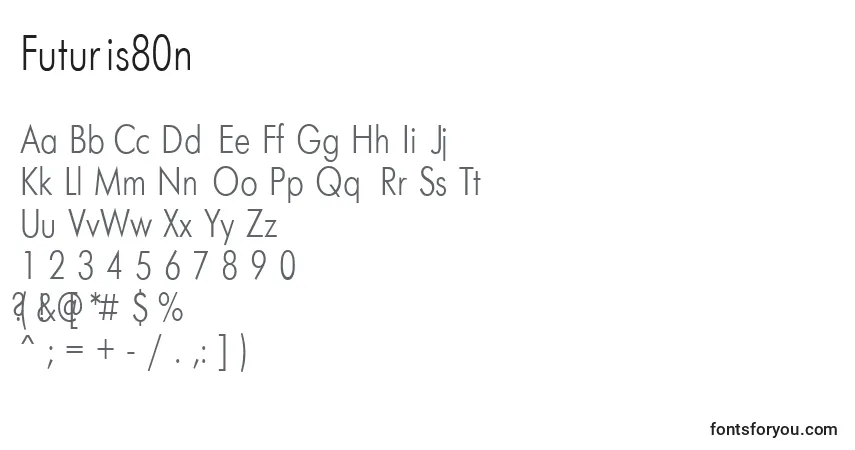 Schriftart Futuris80n – Alphabet, Zahlen, spezielle Symbole
