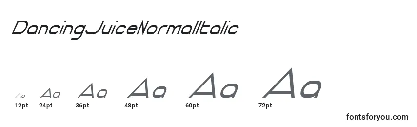 DancingJuiceNormalItalic (93078) Font Sizes