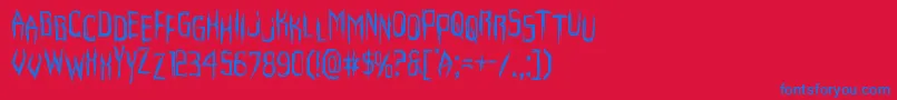 Horroroidstag-Schriftart – Blaue Schriften auf rotem Hintergrund