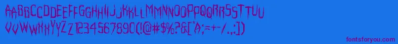 フォントHorroroidstag – 紫色のフォント、青い背景