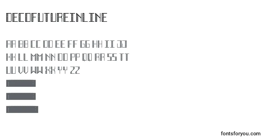 Czcionka DecoFutureInline – alfabet, cyfry, specjalne znaki