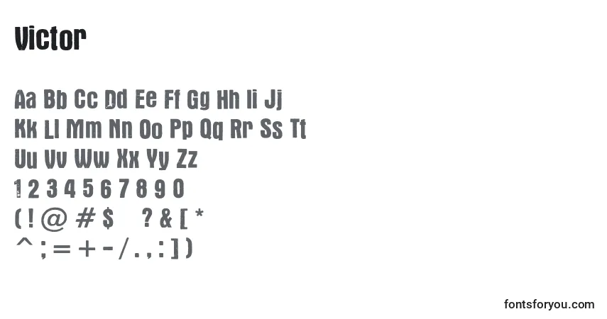 Schriftart Victor (93082) – Alphabet, Zahlen, spezielle Symbole