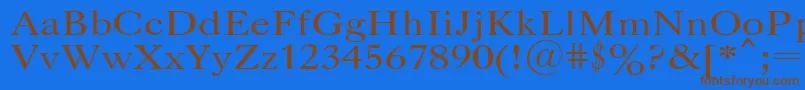 Caslopla-Schriftart – Braune Schriften auf blauem Hintergrund