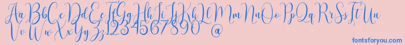 フォントAsyielaDemo – ピンクの背景に青い文字