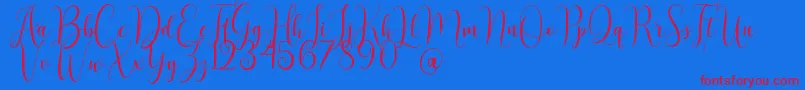 AsyielaDemo Font – Red Fonts on Blue Background