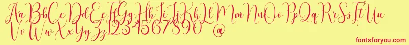 Шрифт AsyielaDemo – красные шрифты на жёлтом фоне
