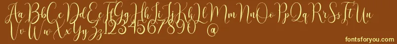 AsyielaDemo Font – Yellow Fonts on Brown Background