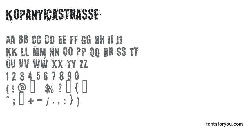 Schriftart Kopanyicastrasse – Alphabet, Zahlen, spezielle Symbole