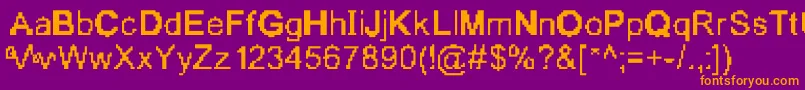 Zazgorrila-Schriftart – Orangefarbene Schriften auf violettem Hintergrund