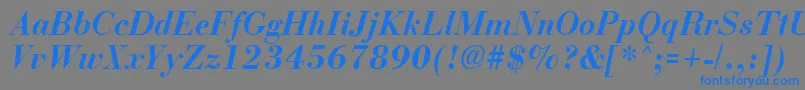 BostonBoldItalic-Schriftart – Blaue Schriften auf grauem Hintergrund