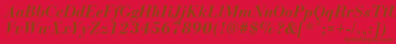 BostonBoldItalic-Schriftart – Braune Schriften auf rotem Hintergrund