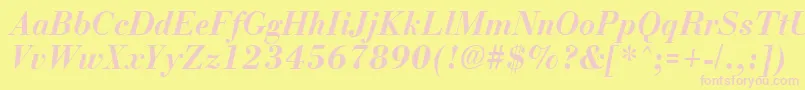 BostonBoldItalic Font – Pink Fonts on Yellow Background