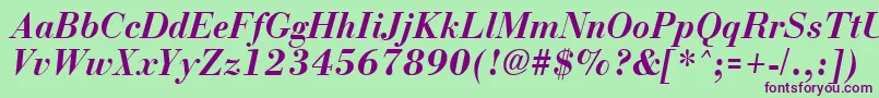 BostonBoldItalic Font – Purple Fonts on Green Background